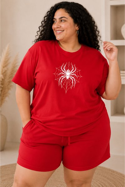 Rubonia Women's Men's Plus Size Spider Print Shorts Set Oversized 2-Piece Unisex Cotton Comfortable Fit Daily Sports Casual Summer L • XL • 2XL • 3XL • 4XL • 5XL • 6XL • 7XL • 8XL