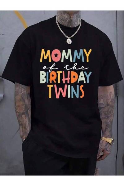 01THEONE تي شيرت صيفي للرجال من القطن 100%، تصميم "Mommy The Birthday Great M...
