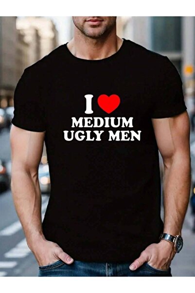 4Car تي شيرت رجالي أسود 100% قطن، بتصميم 'I Heart' مضحك، مقاس متوسط، برقبة دا...