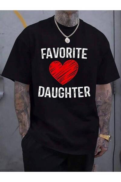 KYMC07 100% Cotton Shirts HQ Favorite Daughter Men's Black Vacation Crew Neck...