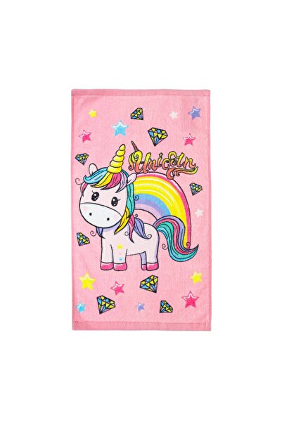 OEM Prosop copii/bebeluși, model unicorn, bumbac, roz, 30x50cm – moale și pra...