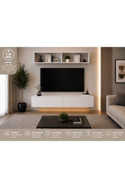 Home %100MDF TV Ünitesi, Modern TV Ünitesi, Duvara Monte TV Ünitesi, MDF TV Ü...