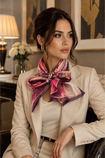 Bolder Silk Scarf-Pareo Plum Color, Size 45*145 Cm.