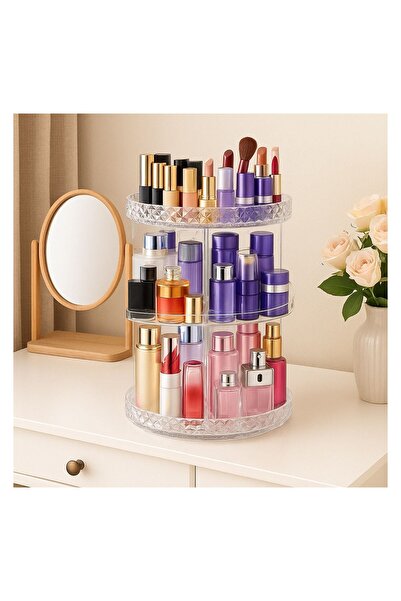 OEM Organizator rotativ cosmetice, model transparent, acrilic, Ø23x33cm – dep...