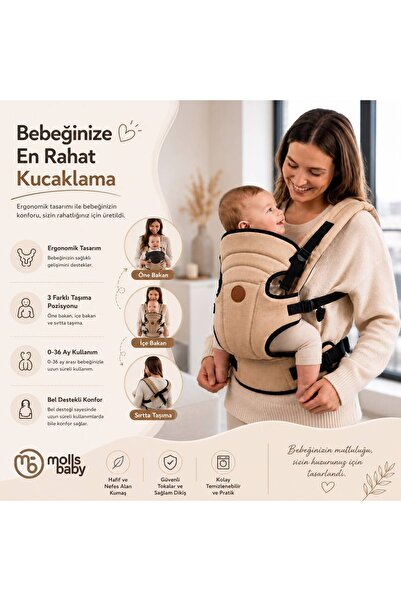 mustafa ay tekstil Bel Destekli Ana Kucağı (Kanguru) Ortopedik