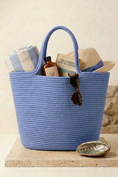 NOİR & GOLD Handmade Short Handle Rope Knitted Women's Bag - Suitable for Dai...