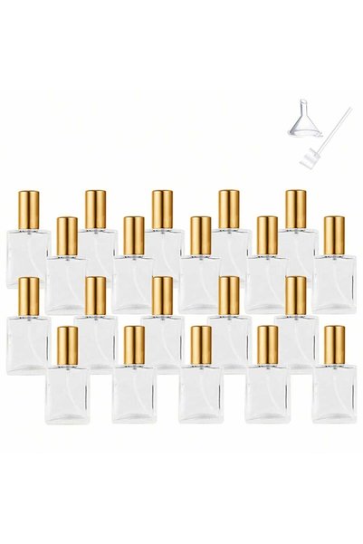 Choice Glass 15ml Golden 20 pieces 15ml Flat Square Refillable Perfume Cosmet...