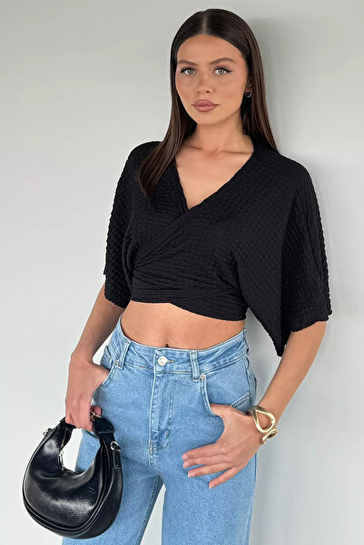 Aryena Black Women's Tie-Back Blouse