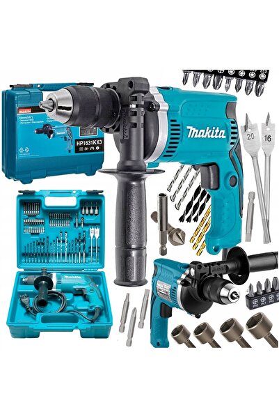 MAKİTAMİ Makita Hp1631Kx3 710W 3200Rpm Mașină de găurit în valiză + 74 Accesorii