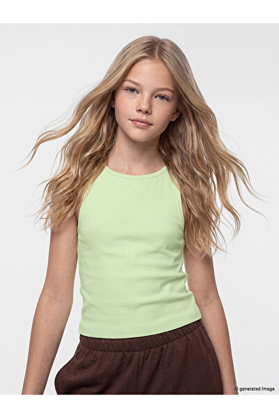 LC Waikiki Trendlucky Girls' Oval Neck Tank Top with a Difference in Color