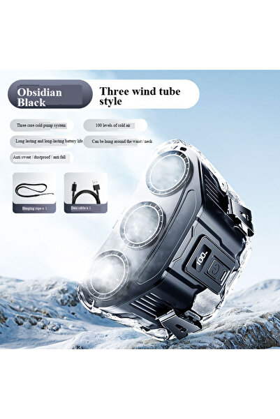 choice2 black Three-Wind-Outlet, Long-Lasting, Waist-Mounted, Small Fan for O...