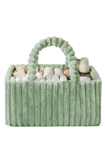OEM Portable baby organizer made of fleece (faux fur) – basket with handles, ...