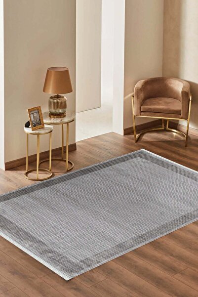HALICIM COLLECTION TR Nevv NV007 Gri Makinede Yıkanabilir Kaydırmaz Kilim 120...