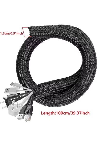 Choice5 Black 1M Cable Sleeve Self Closing PET Braided Expandable Auto Line M...