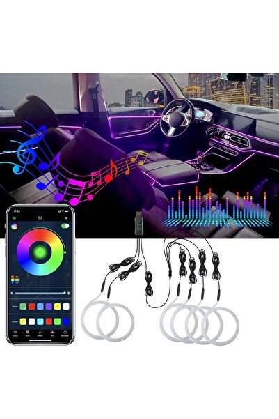 NALACAL أضواء LED لاسلكية من الألياف البصرية USB لداخل السيارة مع مزامنة المو...