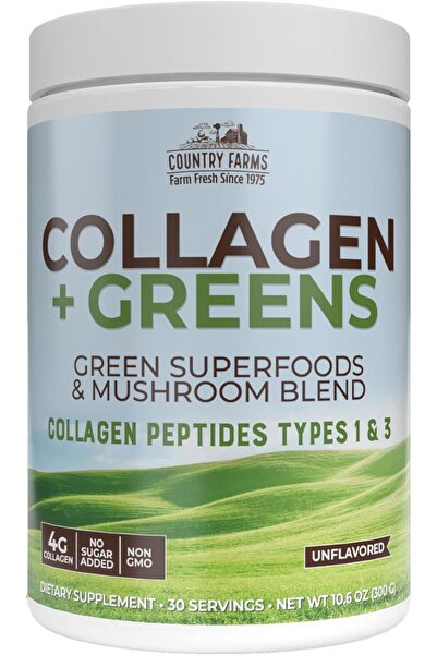 TRADITIONAL MEDICINALS Country Farms Collagen Peptides Powder with Greens Die...