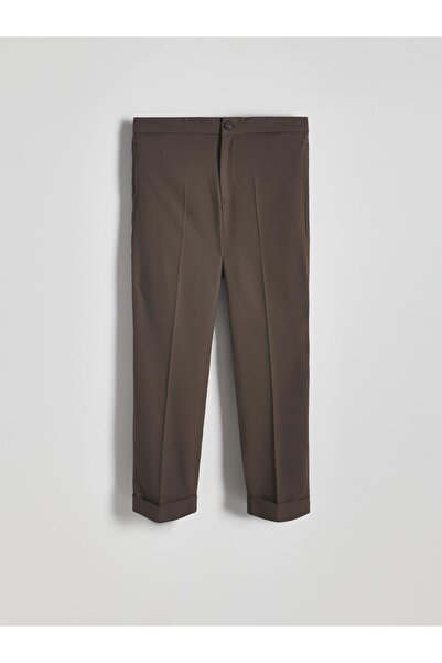 NO BRAND Pantaloni din stofă maro închis, chino, cu buzunare clasice, RESERVE 32