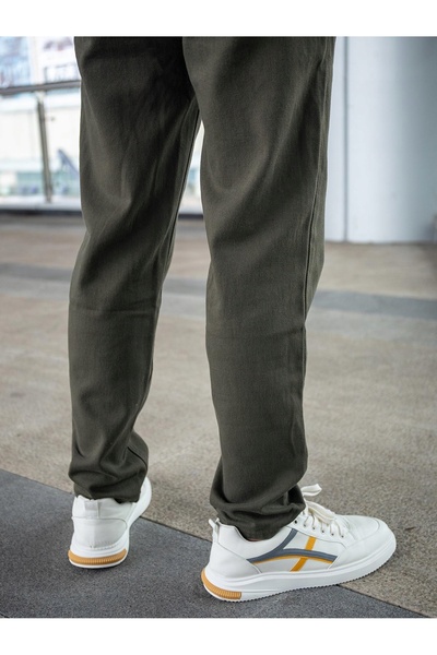 NO BRAND Pantaloni de bumbac verzi, drepți, lungi, cu buzunare, Newtusfan 30