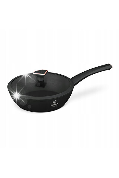 NO BRAND Tigaie adâncă pentru prăjit cu capac, 24 cm, Fashion Ftv-0030 Negru ...