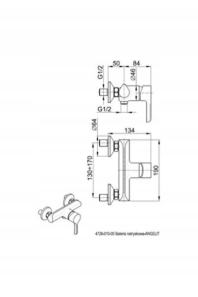 NO BRAND Kfa Battery Spray Montat pe perete Angelit, Crom
