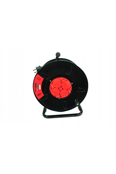 NO BRAND Cablu prelungitor Bavaria Drum 50 m 4 prize Negru 3x2.5 mm