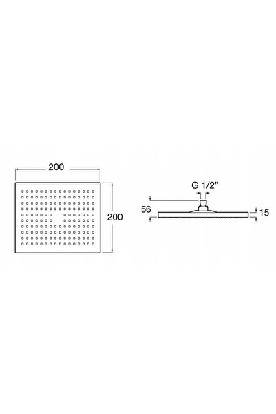 NO BRAND Cap de duș pătrat Roca Rainsense, ABS cromat 20 cm A5B2350C00