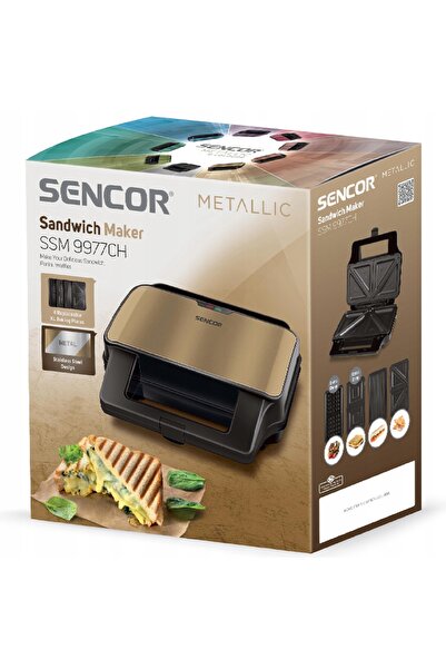 Sencor SSM 9977CH 4 în 1 COOL TOUCH 900W Aparat de făcut sandvișuri auriu