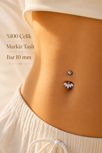 Sacce Scarves&Accessories Minimal Markiz Taşlı Göbek Piercingi %100 Çelik 10 ...