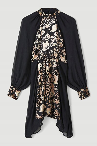 NO BRAND Rochie neagră, cu model, asimetrică, elegantă, midi, Karen Millen 36