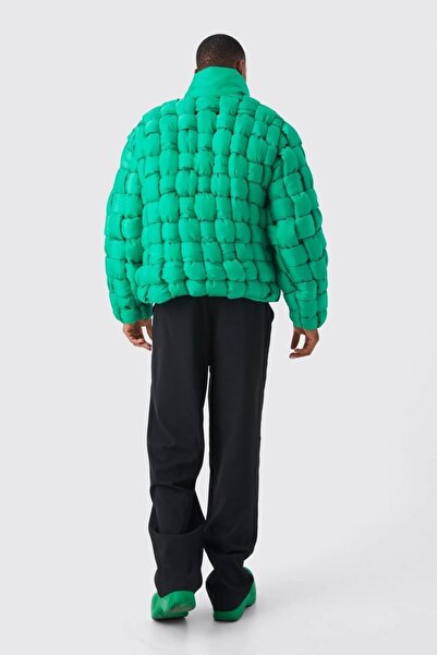 NO BRAND Geacă verde Sploty căptușită cu guler înalt Boohoo S