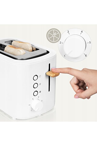 Zeegma Prăjitor de pâine Toster Wood White 820W, 6 nivele de prăjire, 2 locur...
