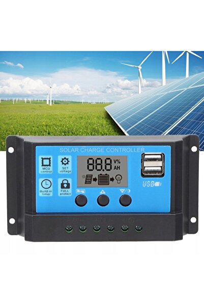 NO BRAND Regulator de încărcare 30A Controler solar PWM LCD USB