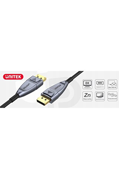 Unitek Cablu DisplayPort DisplayPort 1.4 15m optic, AOC, 8K