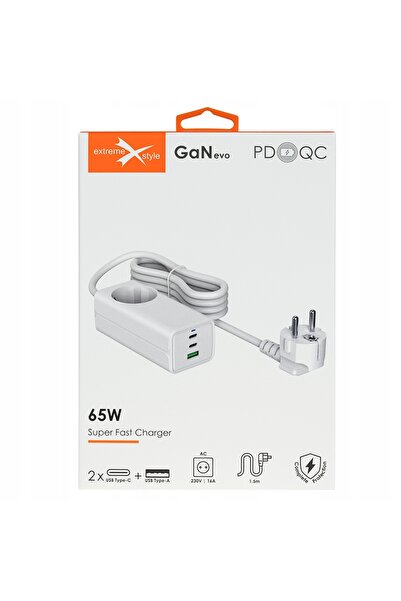 NO BRAND 2 X USB Type-C + USB + 230 V - Gan Evo - 65 W