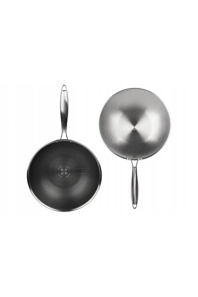 NO BRAND Tigaie Wok adâncă cu capac, antiaderentă, din oțel, 30 cm, pentru in...