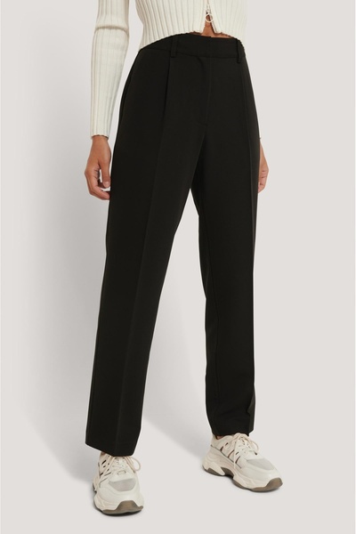 NO BRAND Pantaloni clasici negri, croială dreaptă, din material textil, de cu...