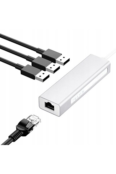 NO BRAND Hub LAN RJ45 cu 3 porturi USB 3.0 și placă de rețea