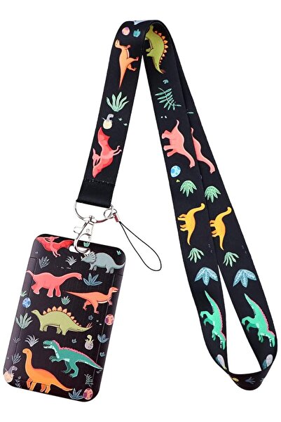 Generic Animal Printed Lanyard with Hard Vertical Card Holder and Sliding Bad...