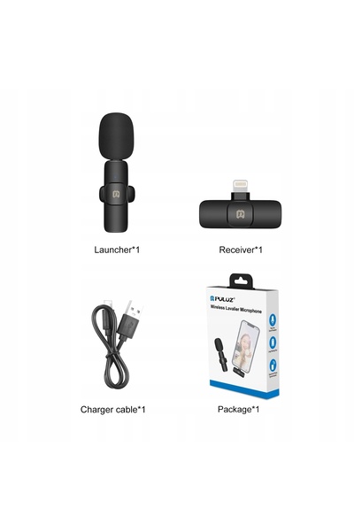 NO BRAND Microfon lavalieră wireless Puluz pentru iPhone Lightning iOS PU645B