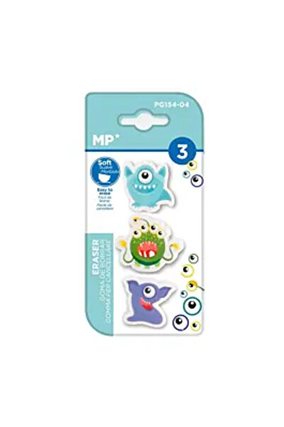 Main Set de 3 radiere cu design monstru MP, Multicolor