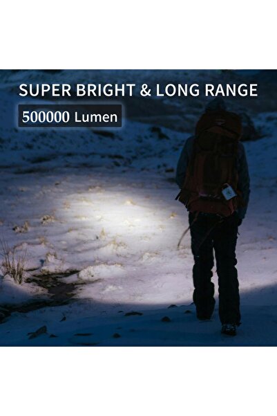 NO BRAND Lanternă LED puternică, reîncărcabilă, cu zoom, USB-C, 5 moduri, IP67