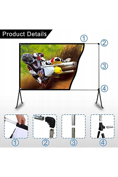 NO BRAND Ecran de proiecție portabil 150'' 16:9, 340×198cm, cu husă de transport