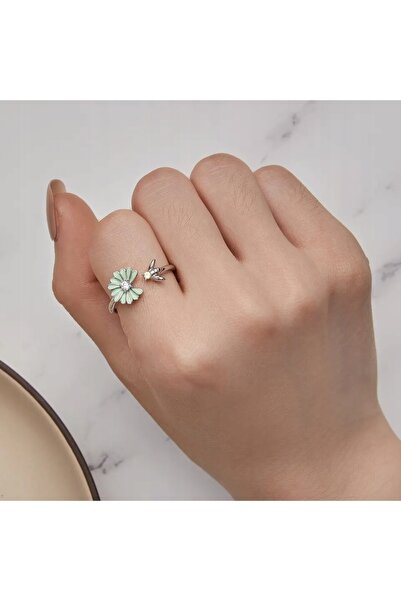 NO BRAND Inel de argint reglabil cu floare, Trusky