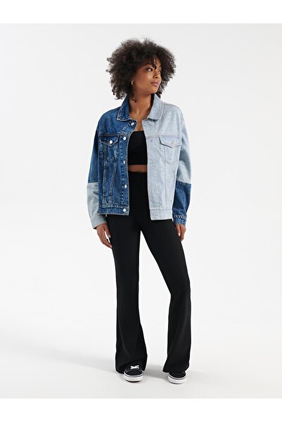NO BRAND Geacă clasică din denim, mâneci lungi, guler, buzunare, nasturi, XS/S