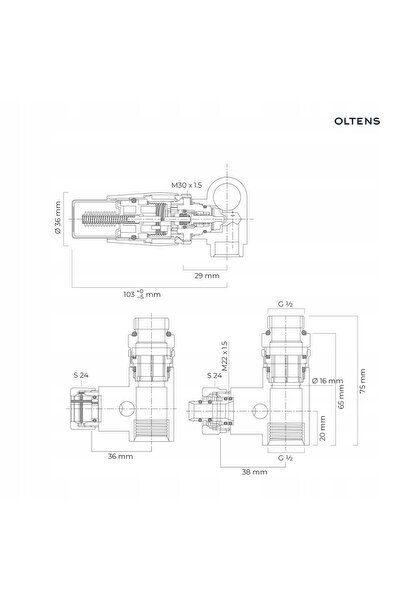 NO BRAND Oltens Varmare Set Termostatic Stânga Cupru Periat 55913610