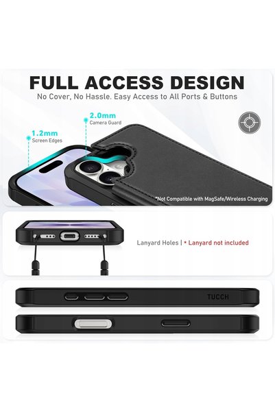 NO BRAND Husă portofel din piele Tucch RFID pentru iPhone 17 6.3'' cu suport ...