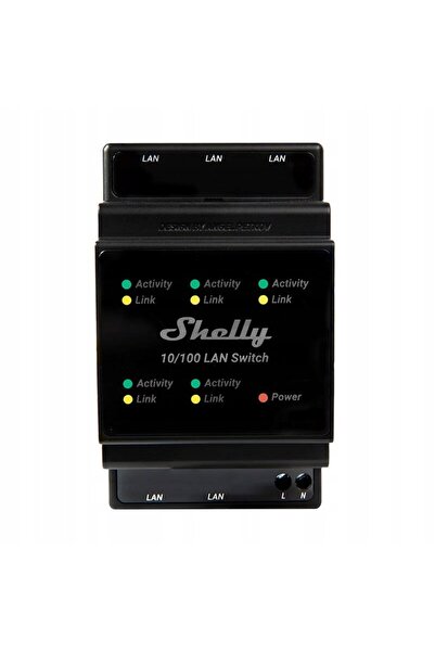 Shelly Switch LAN cu 5 porturi, montabil pe șină DIN, RJ45