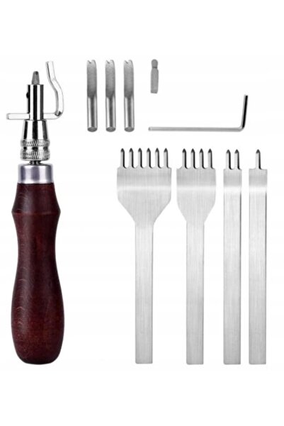 NO BRAND Set de unelte pentru cusut piele, perforatoare pentru piele, poanson...