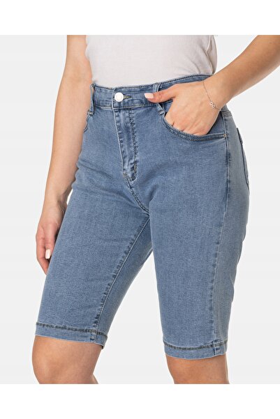 NO BRAND Pantaloni scurți blugi plasă de pește damă talie înaltă elastici 107...