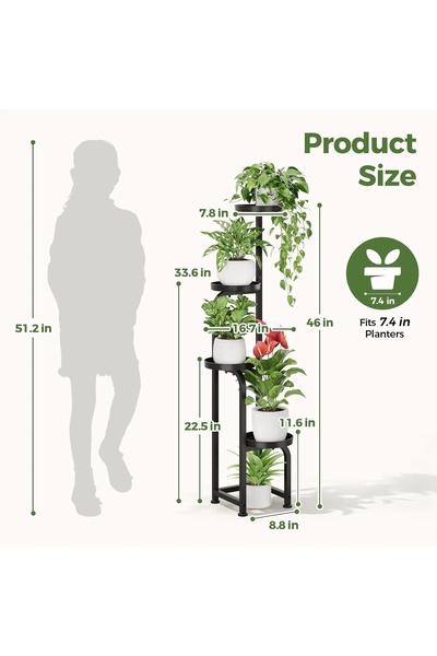 NO BRAND Suport plante de colț metalic cu 4 niveluri, 116,8 cm, negru